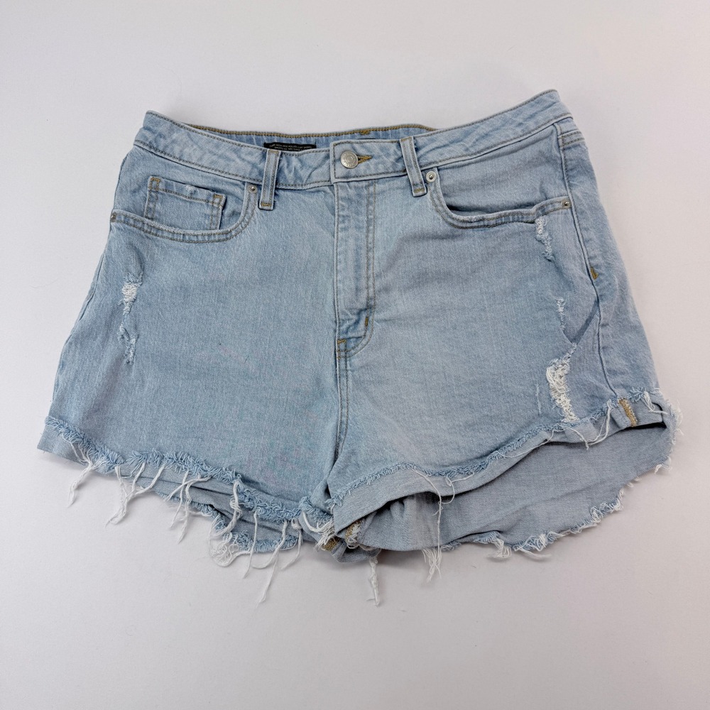 Wild Fable Super High Rise Distressed Denim Shorts Light Wash Blue Size 12/R
